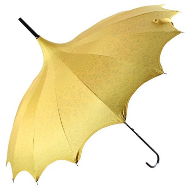 Boutique Patterned UVP Pagoda Umbrella with Scalloped Edge - Yellow