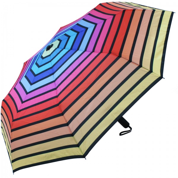 Horizontal Rainbow Auto Open & Close Folding Umbrella by Soake - Yellow Border