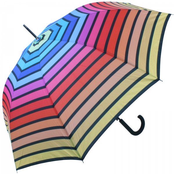 Horizontal Rainbow Walking Length Umbrella by Soake - Yellow Border