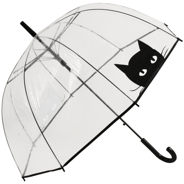 Clear See-through Dome Umbrella - Black Cat