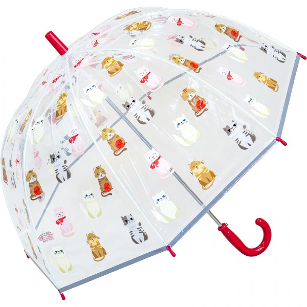 Susino Children's See-Through Dome Umbrella - Cute Kitty Cats