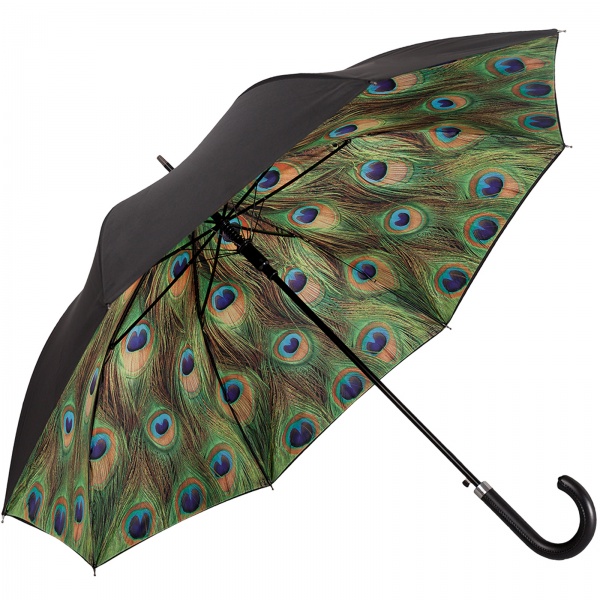 Double Canopy Walking Length Umbrella - Peacock Feathers