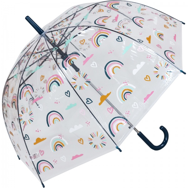 Susino Clear Dome Umbrella - Rainbows & Hearts