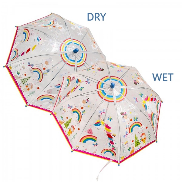 Colour Changing Childrens PVC Umbrella - Rainbow Fairy Transparent