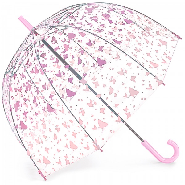 Fulton Birdcage Clear Dome Umbrella - All Over Butterflies