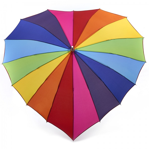 Fulton Rainbow Heart Walker Umbrella