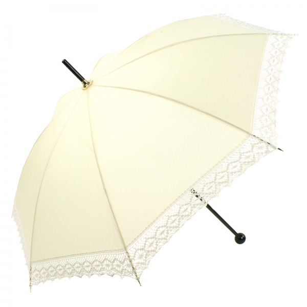 Art Deco Ivory Parasol with Lace Edge By Pasotti