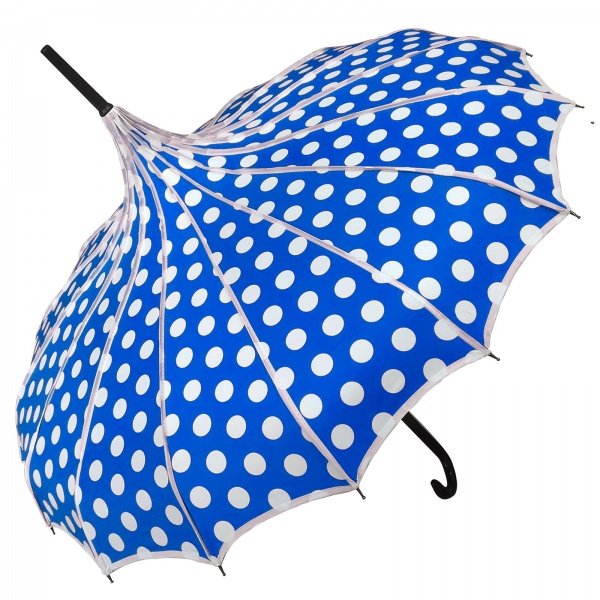 Ribbed Polka Dot UVP Pagoda by Soake - Blue with White Dots