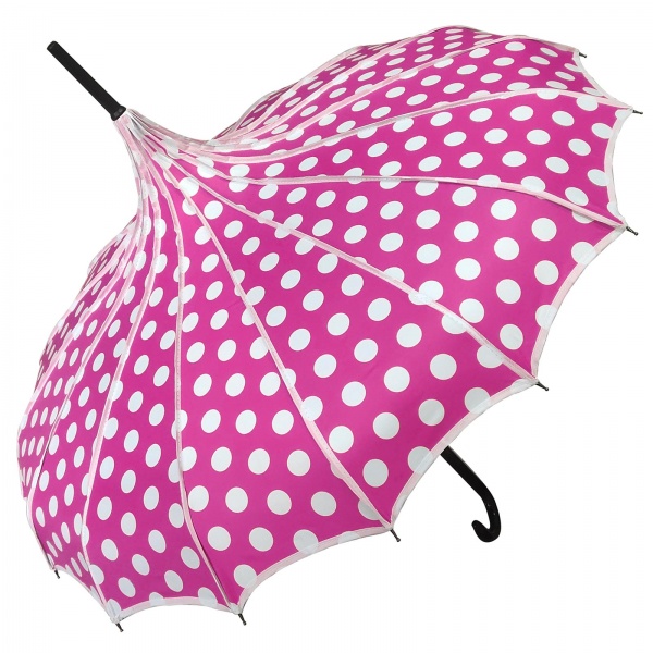 Ribbed Polka Dot UVP Pagoda by Soake - Pink with White Dots