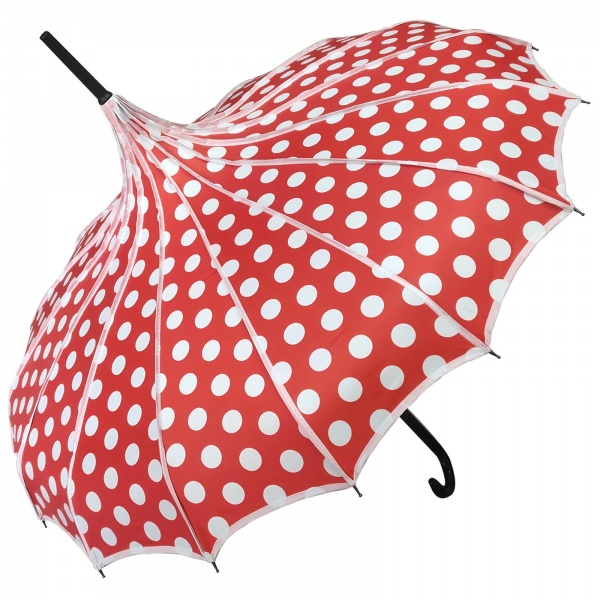 Ribbed Polka Dot UVP Pagoda by Soake - Red with White Dots