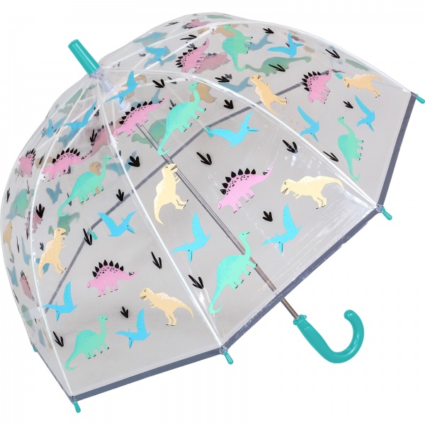 Susino Children's See-Through Dome Umbrella - Pastel Dinosaur